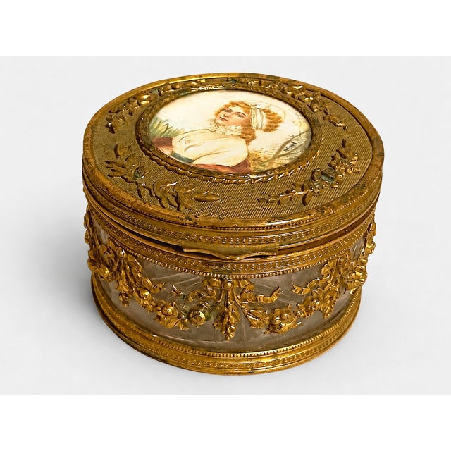 19th C Jean Derval French Gilt Bronze Crystal Box - 1 Pc For Sale - Image 14 of 14