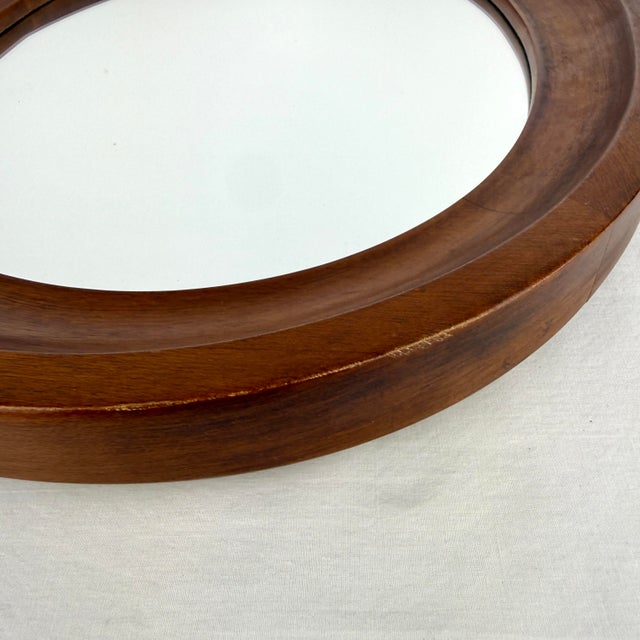 1970’s Tell City Wood Framed Oval Mirror For Sale - Image 9 of 12