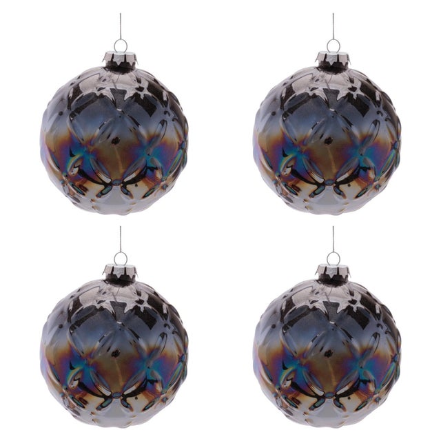 Contemporary Glass Ball Ornament Set of 4  5" For Sale - Image 3 of 3