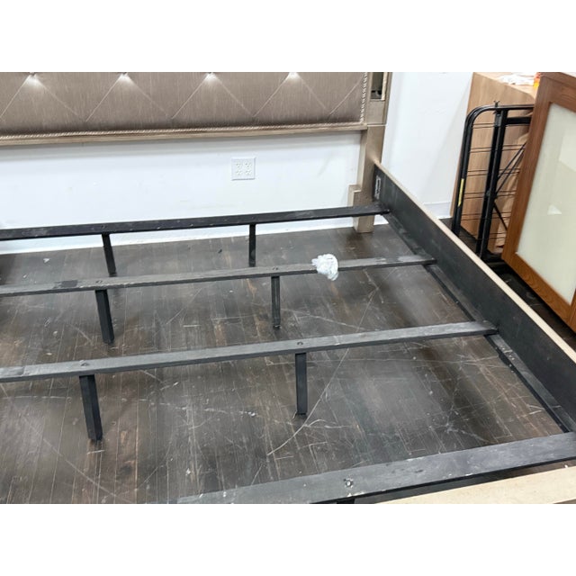 Eastern King Size Z Gallerie Ava Mirrored Tufted Bed For Sale - Image 9 of 12