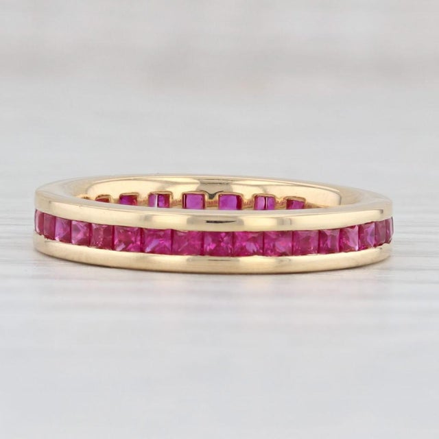 1.50ctw Ruby Eternity Band 18k Yellow Gold Size 6 Wedding Stackable Ring Spark For Sale - Image 4 of 7