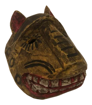 Vintage Hand Carved Painted Jaguar Mask