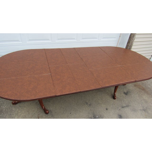 1980s Henkel Harris Cherry Dining Room Table Four Leaves Set For Sale - Image 9 of 13