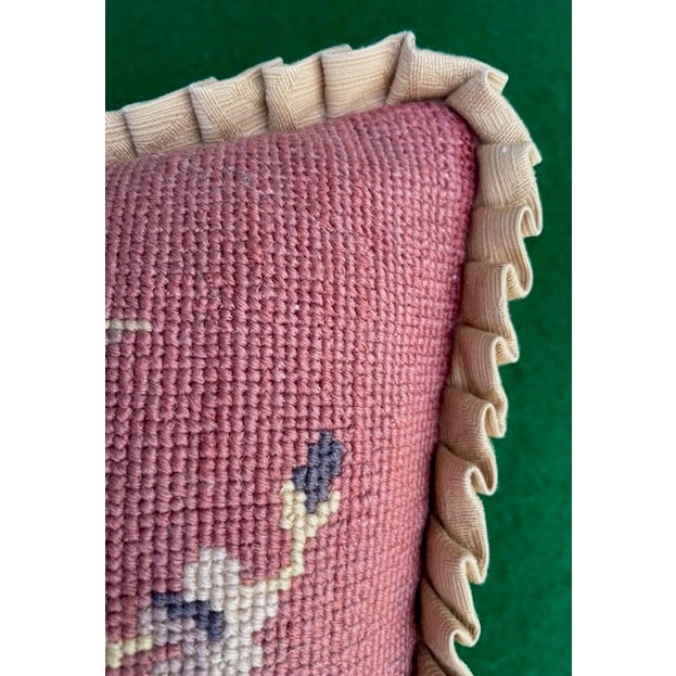 Vintage Floral Bouquet Needlepoint Pillow For Sale In Los Angeles - Image 6 of 11