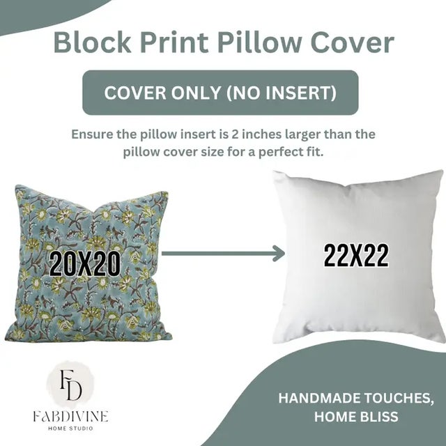 Not Yet Made - Made To Order Fabdivine Artisan Block Print Throw Pillow Cover 20x20 Inch Viscose Linen-Nayaab For Sale - Image 5 of 5
