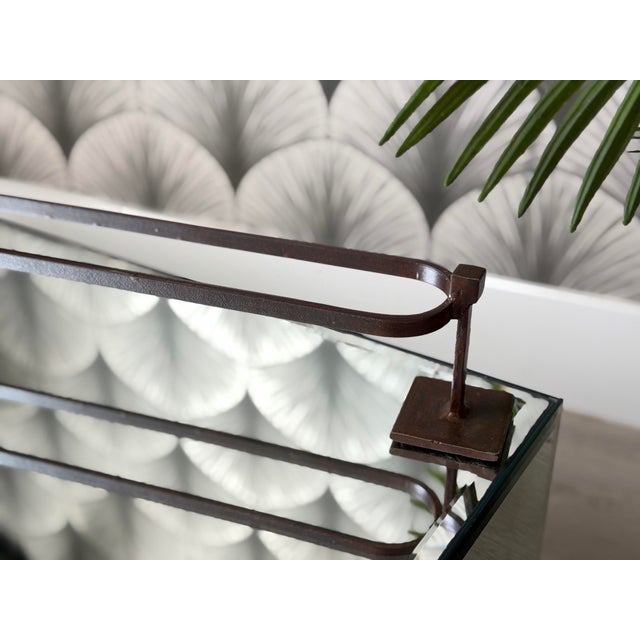 Jan Barboglio 12-Step Glass & Iron Metal 40.5” Firedance Railroad Votive Candleholder Candelabra For Sale - Image 11 of 12