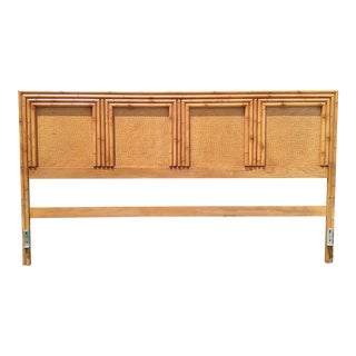 Vintage Faux Bamboo Palm Beach Regency King Size Headboard For Sale