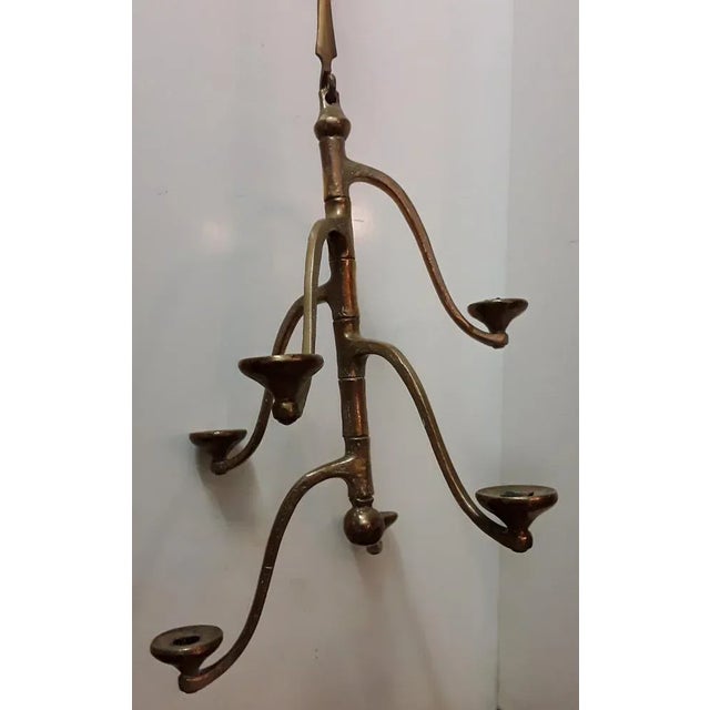 Vintage Brutalist Bronze Hanging Candleholder, 1970s For Sale - Image 4 of 5