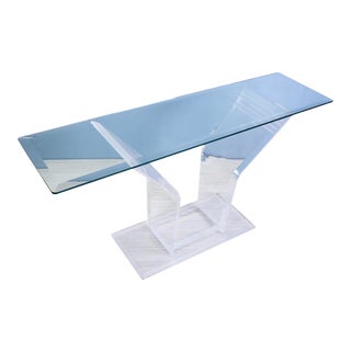 1970s Lucite Pedestal Console For Sale