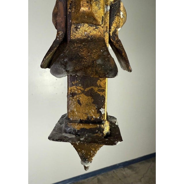 Bronze Spanish Hand-Forged Iron Chandelier, Rustic Style, Six Lights, 1930s For Sale - Image 8 of 9