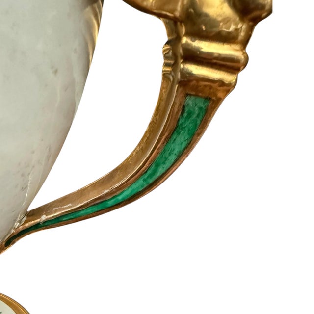 Vintage Ugo Zaccagnini Italian Neoclassical Urns With Faux Malachite Cartouches - A Pair For Sale - Image 9 of 15