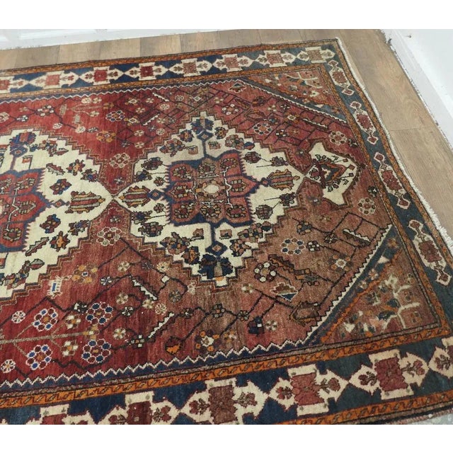 Large Traditional Tree of Life Red Wool Rug, 1920s For Sale - Image 4 of 10
