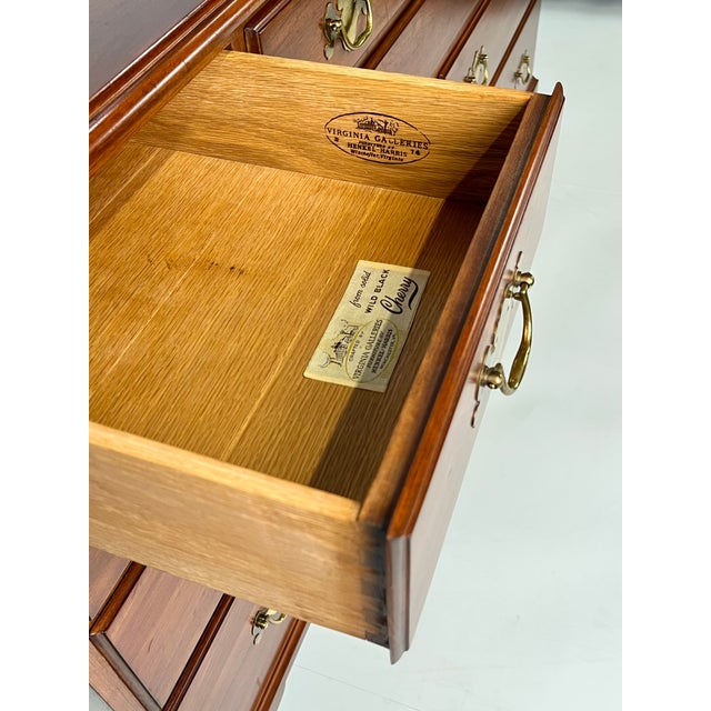 Chippendale Vintage Henkel Harris Solid Wild Black Cherry Triple Dresser Model 124 For Sale - Image 3 of 17