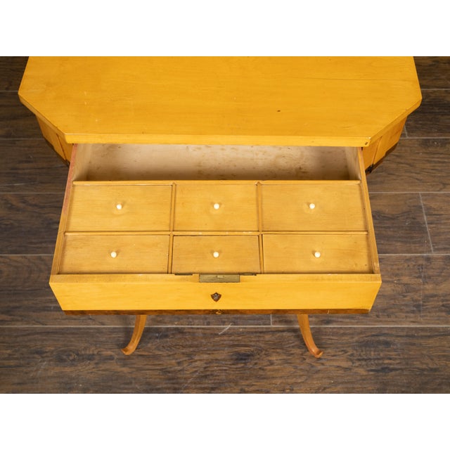 Austrian Biedermeier 19th Century Table with Octagonal Top and Divided Drawer For Sale - Image 4 of 12