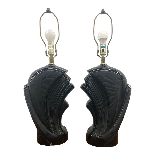 1980s Art-Deco Style Lamps a Pair . For Sale