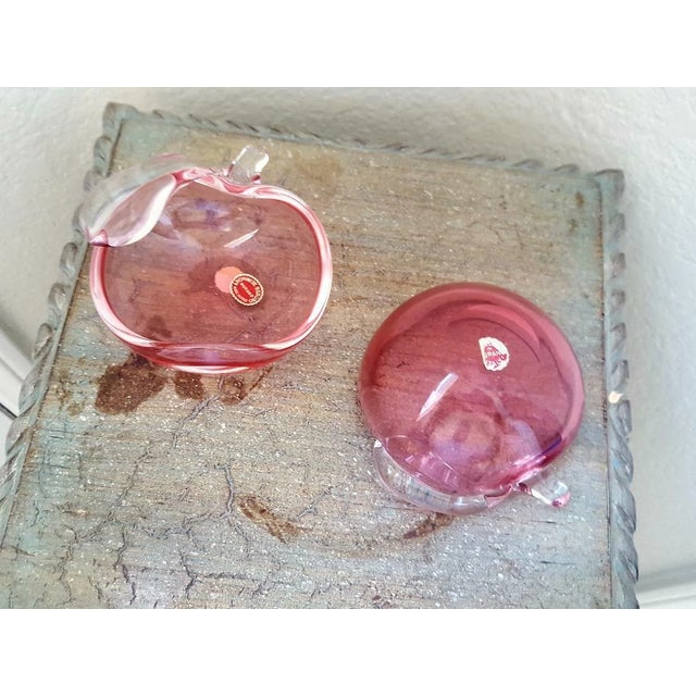 Mid-Century Modern Pair of 1950's Vintage Archimede Seguso Murano Glass Pink Apple Bowl For Sale - Image 3 of 4