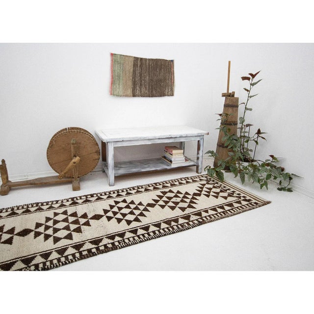 White & Brown Vintage Runner For Sale In Los Angeles - Image 6 of 7