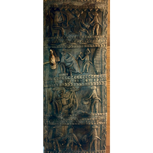 (Circa1880-1950) Hand Carved From Single Slab of Yoruba Art Nigerian Tribal African Dogon Door Panel For Sale - Image 10 of 11