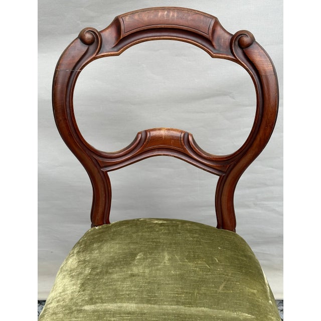 Antique Ballroom Ballonback Chair with Green Velvet Seat, 1920s For Sale - Image 3 of 8