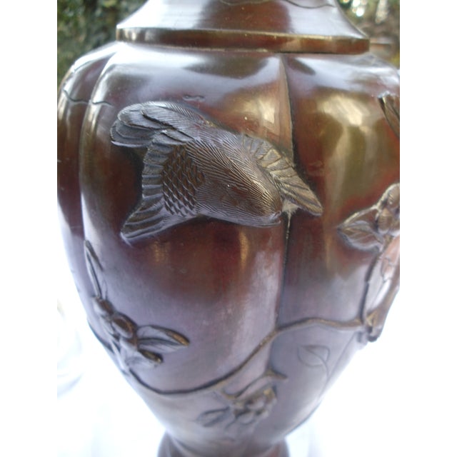 Japanese Bronze Lamp Base with Reliefs, 1940s For Sale - Image 10 of 18