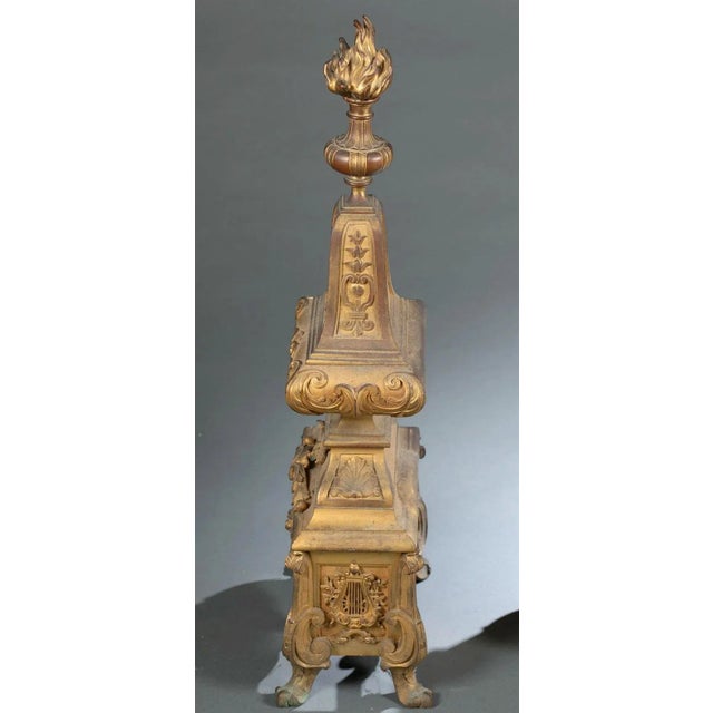Metal French Regence Louis XIV/XV Style Gilt Bronze Andirons - A Pair For Sale - Image 7 of 12
