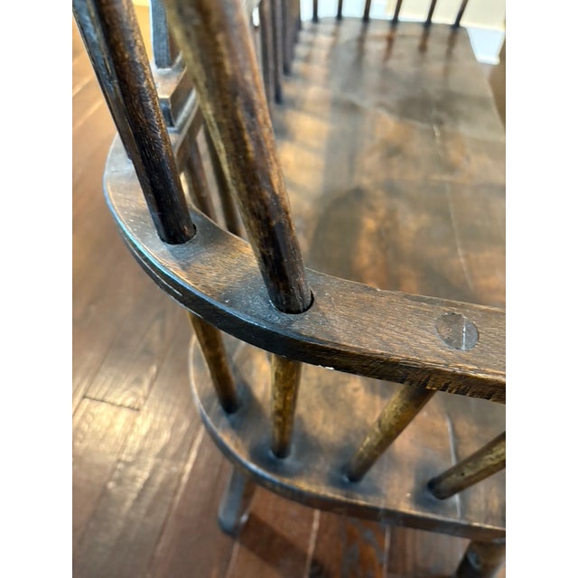 Vintage Stick Back Windsor Bench For Sale - Image 4 of 7