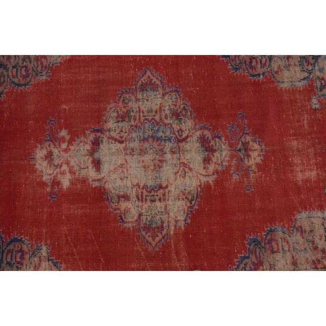 1960s Vintage Red Oushak Area Carpet For Sale - Image 5 of 10