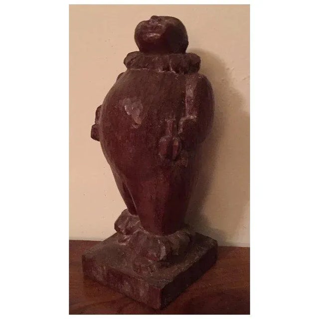 Early 20th Century Antique French Art Deco Carved Wood Sculpture of a Clown or Jester For Sale - Image 5 of 10