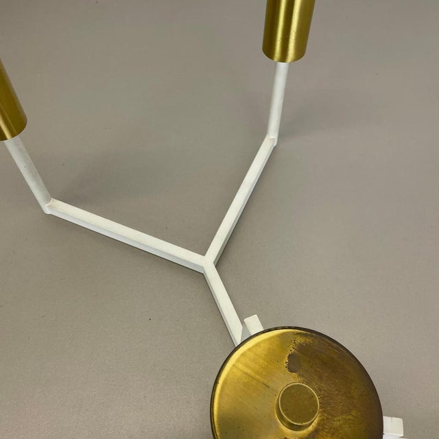 White Large Brass Italian Cubic Sputnik Ceiling Light Flush Mount in the manner of Stilnovo, Gio Ponti, Italy, 1960s For Sale - Image 8 of 18