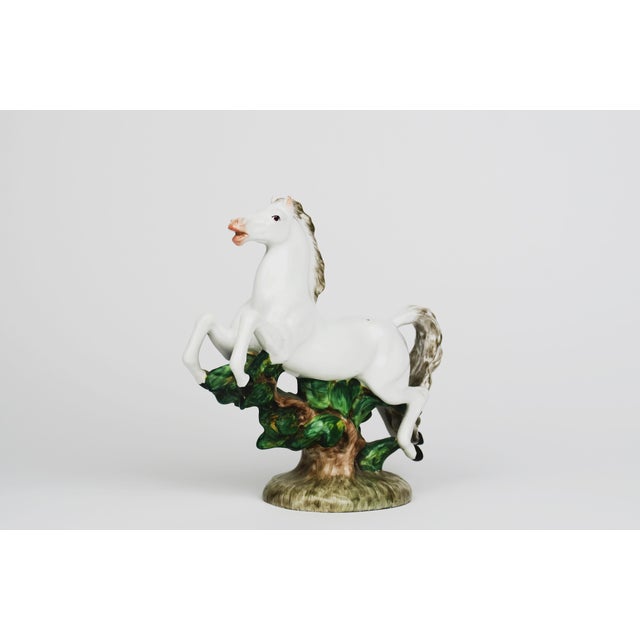 20th Century Pair of Italian Porcelain Figure of Horses For Sale - Image 4 of 8