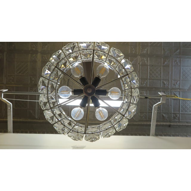 Mid Century Pendant Light of prism faceted cut crystal glass. Mid Century Kinkeldey Pendant light high quality having...