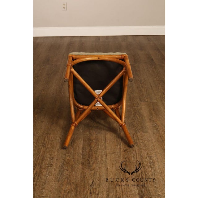 Coastal Style Pair Of Rattan Dining Chairs With Upholstered Seats For Sale - Image 11 of 18