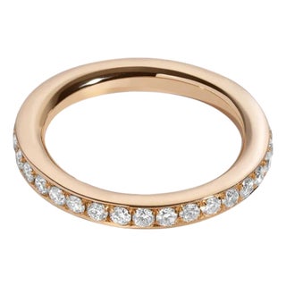 18 Karat Yellow Gold Pavé Diamond Eternity Wedding Band, Size 5.5 For Sale