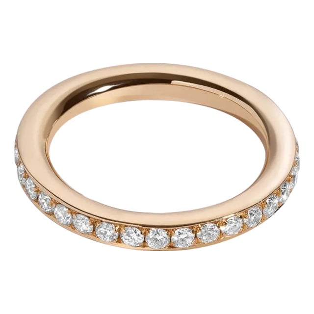 18 Karat Yellow Gold Pavé Diamond Eternity Wedding Band, Size 5.5 For Sale
