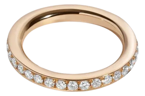 18 Karat Yellow Gold Pavé Diamond Eternity Wedding Band, Size 5.5