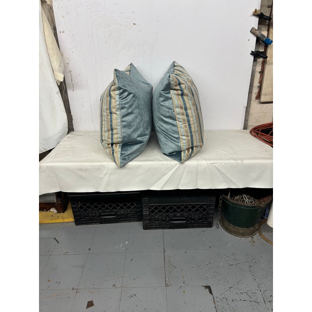 2020s Custom Pillows With Stripe Fabric For Sale - Image 5 of 5