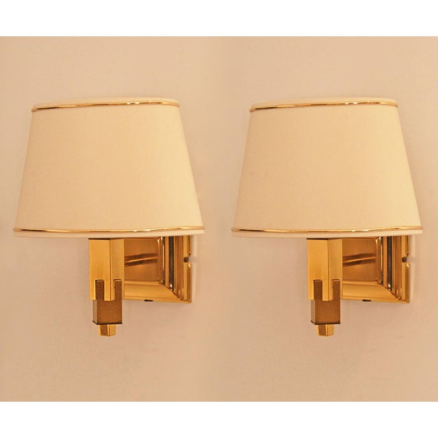 Baguès Art Deco Skyskraper Wall Lamps Mid Century Modern French Vintage Lamps - A Pair For Sale - Image 4 of 12