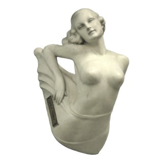 Vintage 1920s Art Deco Goddess Statue Advertising “Formfit” Large, White Composite With Signage Attached For Sale