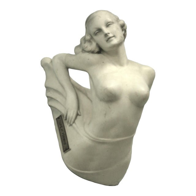 Vintage 1920s Art Deco Goddess Statue Advertising “Formfit” Large, White With Signage Attached For Sale
