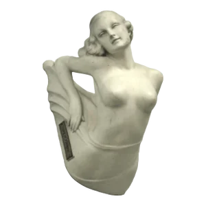 Vintage 1920s Art Deco Goddess Statue Advertising “Formfit” Large, White With Signage Attached