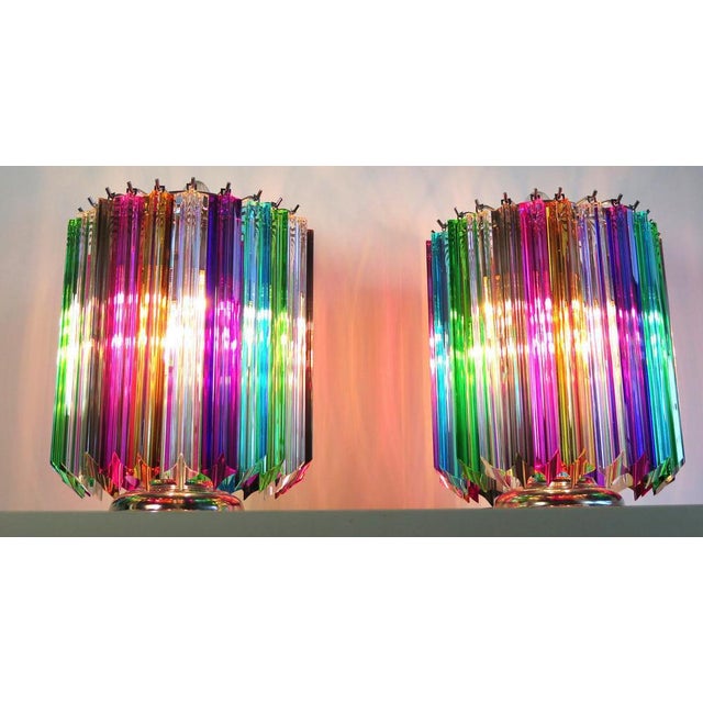 Multi-Colored Quadriedri Table Lamps, Murano, 1990s, Set of 2 For Sale - Image 3 of 9
