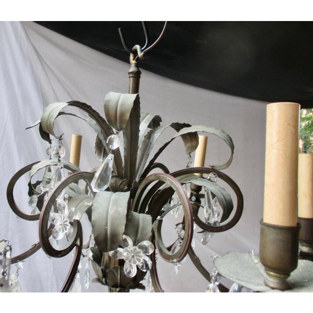 Antique Tole 6 Arm Chandelier Circa 50s For Sale - Image 12 of 15