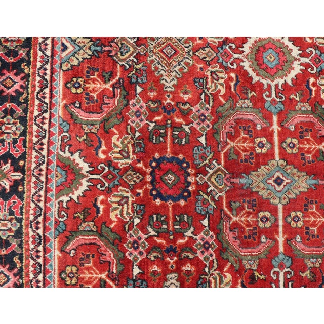 Red Early 20th Century Antique Persian Mahal Rug With All-Over Sub-Geometric Design in Red Background For Sale - Image 8 of 13