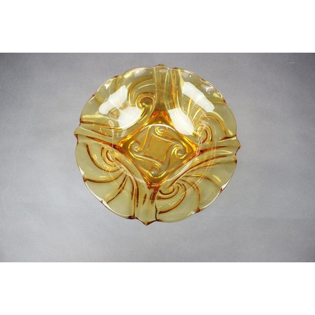 Mid-Century Czech Amber Pressed Glass Decorative Bowl, 1960s For Sale - Image 4 of 8