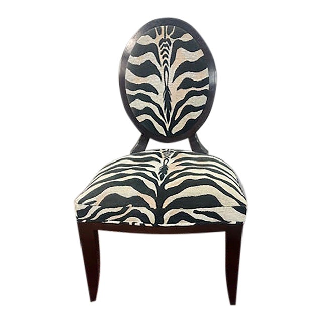 Baker Zebra Print Upholstered Accent Chair For Sale