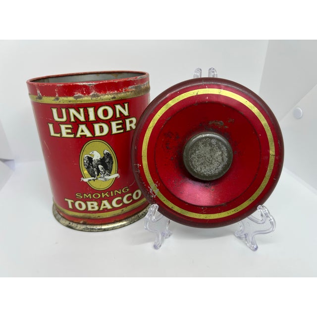 Antique Union Leader tobacco can. Add this piece of Americana to your collection.