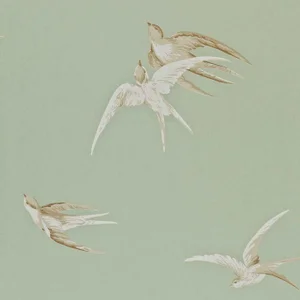 Sanderson Swallows Wallpaper in Pebble - a Sample