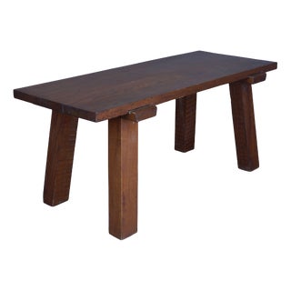 French Brutalist Peg Table in Oak For Sale