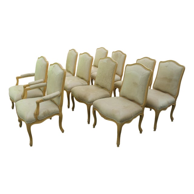 Rare Set 10 Sally Sirkin Lewis for J. Robert Scott French Louis XV Dining Chairs, Late 20th Century For Sale