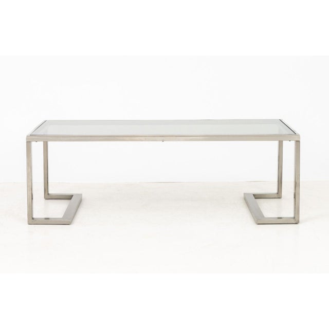 Modern Smoked Glass Top and Metal Coffee Table For Sale - Image 4 of 7